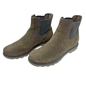 Sorel Carson Chelsea Boots Waterproof Men Size 13 Suede Khaki Brown Pull On